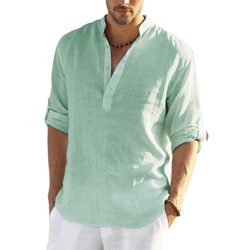 Men's Cotton Linen Shirt Long Sleeve Hippie Casual Beach T Shirts