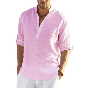 Men's Cotton Linen Shirt Long Sleeve Hippie Casual Beach T Shirts