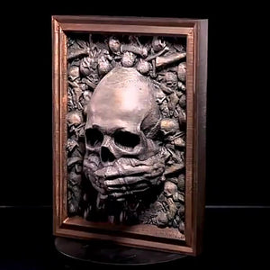 Three Wise Skulls Picture Frame Decor