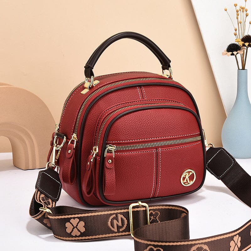 Adjustable Wide Shoulder Strap Leather Bag