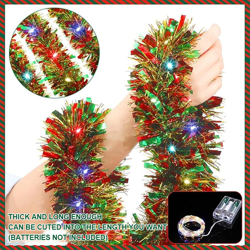 🎁🎄Christmas Tinsel Garland with LED Lights