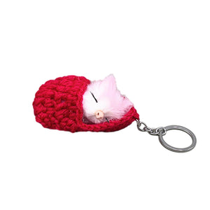 Cute Sleeping Kitten Keychain