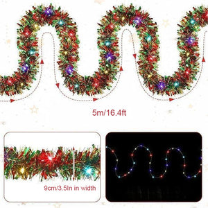 🎁🎄Christmas Tinsel Garland with LED Lights