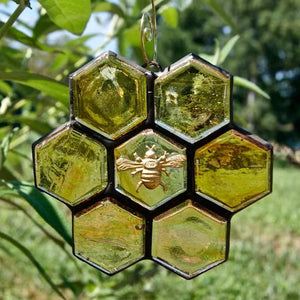 Stained Glass Bee Ornament or Sun Catcher