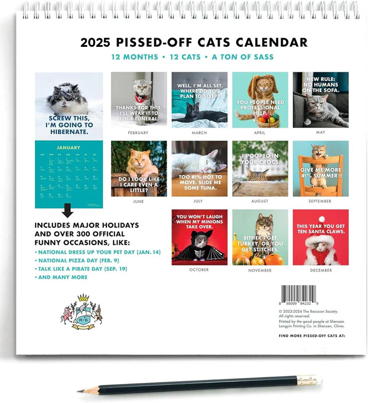 2025 PissedOff Cats Calendar luckinwish