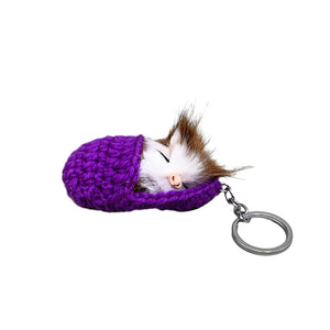 Cute Sleeping Kitten Keychain