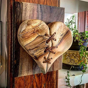 Hand Carved Wood Heart Hanging Wall Decoration