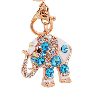 Cute Lucky Pink Elephant Large Crystal Rhinestone keychain