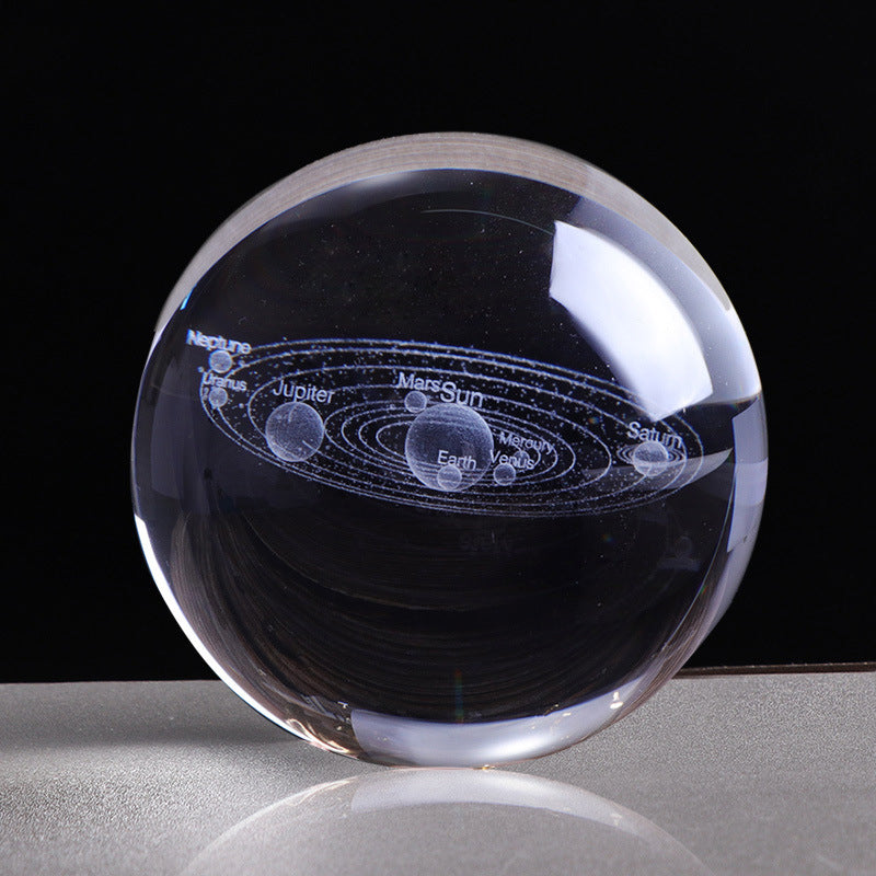 3D Inner Carved Solar System Crystal Ball