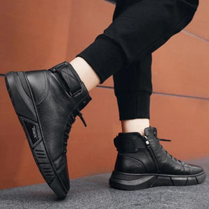 Black Warm Leather Boots