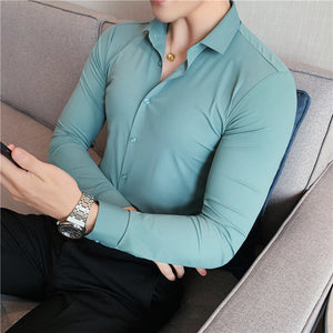 Men's Solid Color Business Stretch Shirt