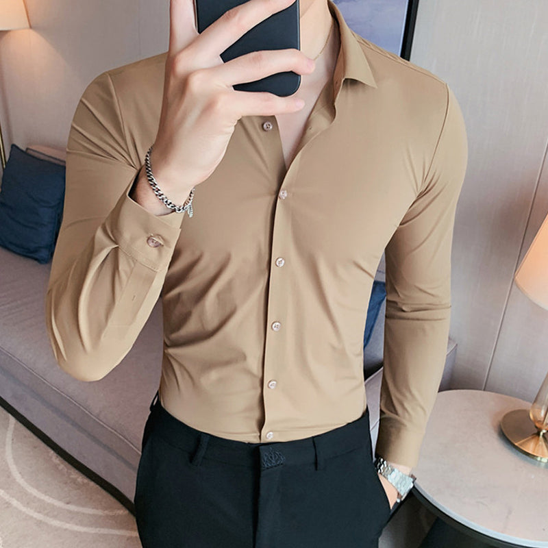 Men's Solid Color Business Stretch Shirt