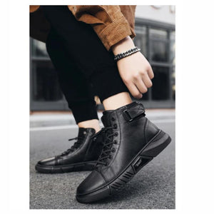 Black Warm Leather Boots