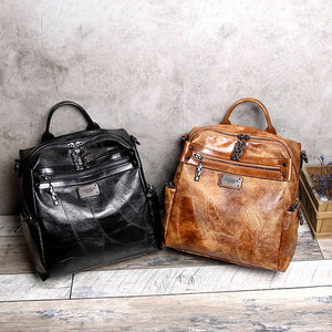 Oil Waxed Leather Backpack