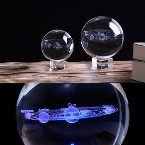 3D Inner Carved Solar System Crystal Ball