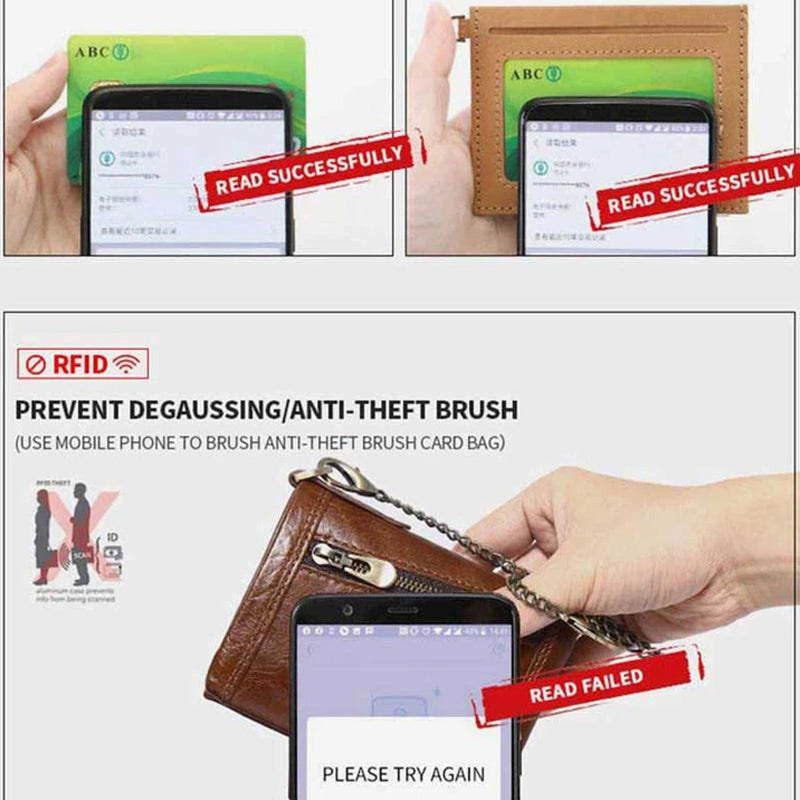 RFID Anti-theft Classic Wallet With Chain