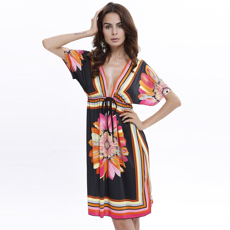 Summer V-Neck Printed Dress