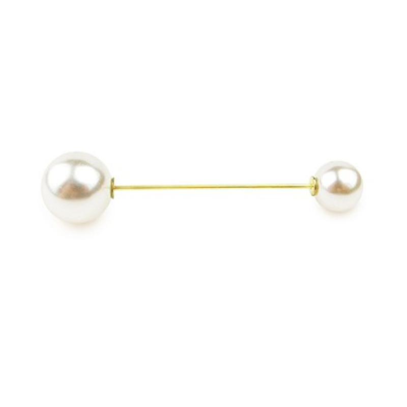 Women Vintage Pins Double Head Simulation Pearl Big Brooches, 5PCs