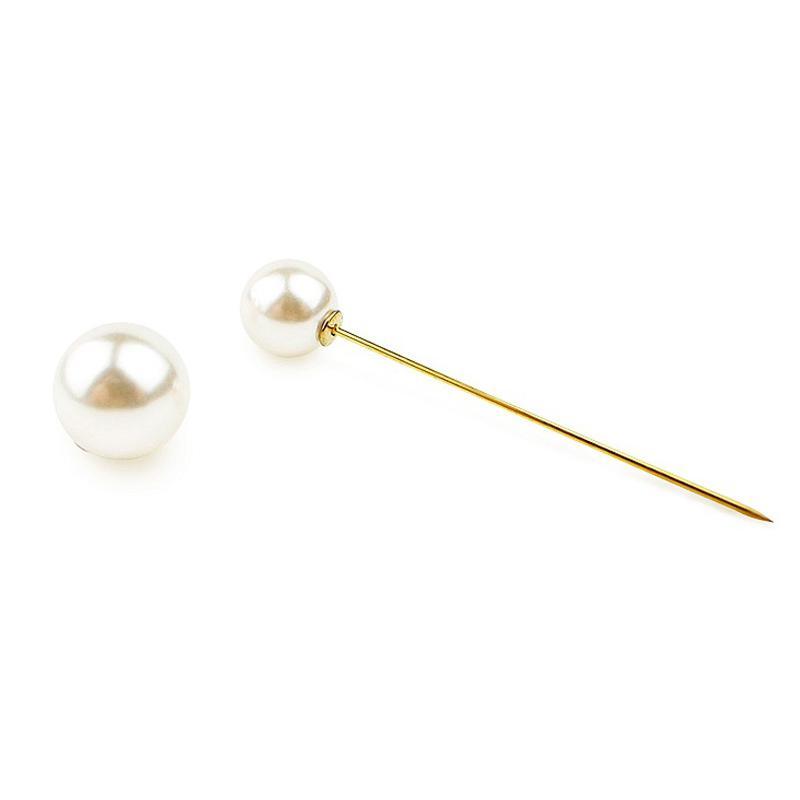 Women Vintage Pins Double Head Simulation Pearl Big Brooches, 5PCs