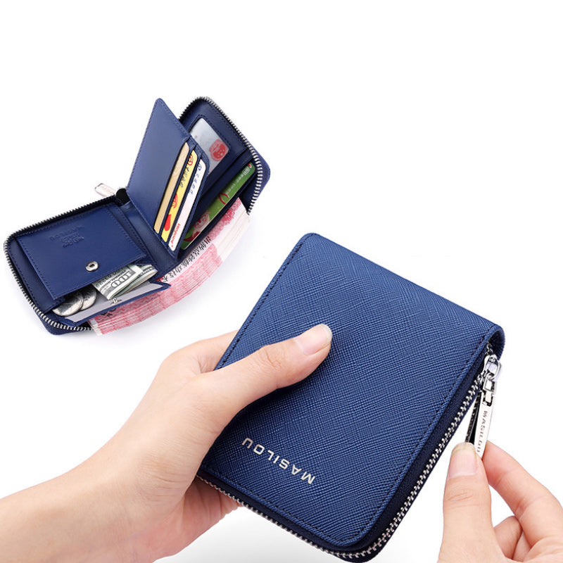 Short Leather Zipper Wallet