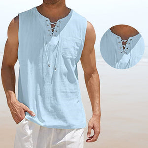 Men's Solid Color Drawstring Waistcoat