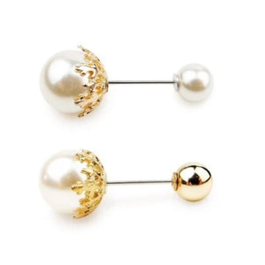 Women Vintage Pins Double Head Simulation Pearl Big Brooches, 5PCs