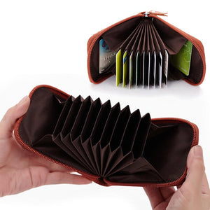 RFID Anti-theft Brushed Leather Organ Card Holder