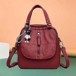 Fashion Leather Multipurpose Backpack Shoulder Handbag