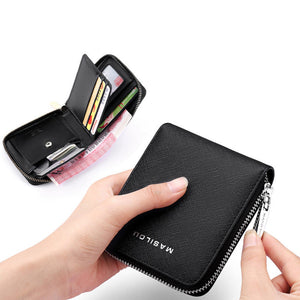 Short Leather Zipper Wallet