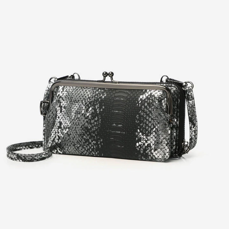 Large Capacity Elegant Shining Kiss-Lock Crossbody Phone Bag