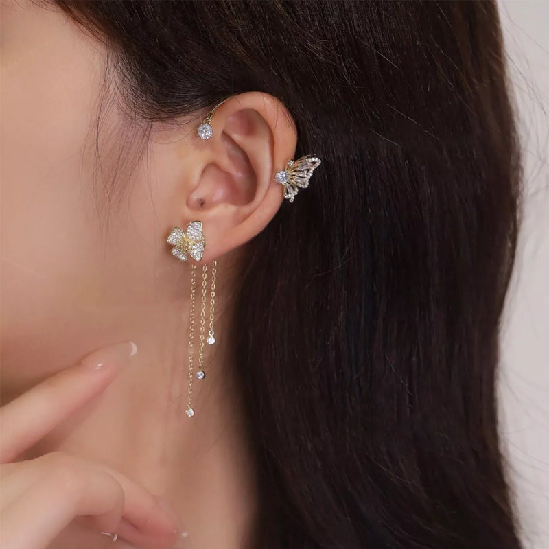 Butterfly Tassel Style Zircon Earrings