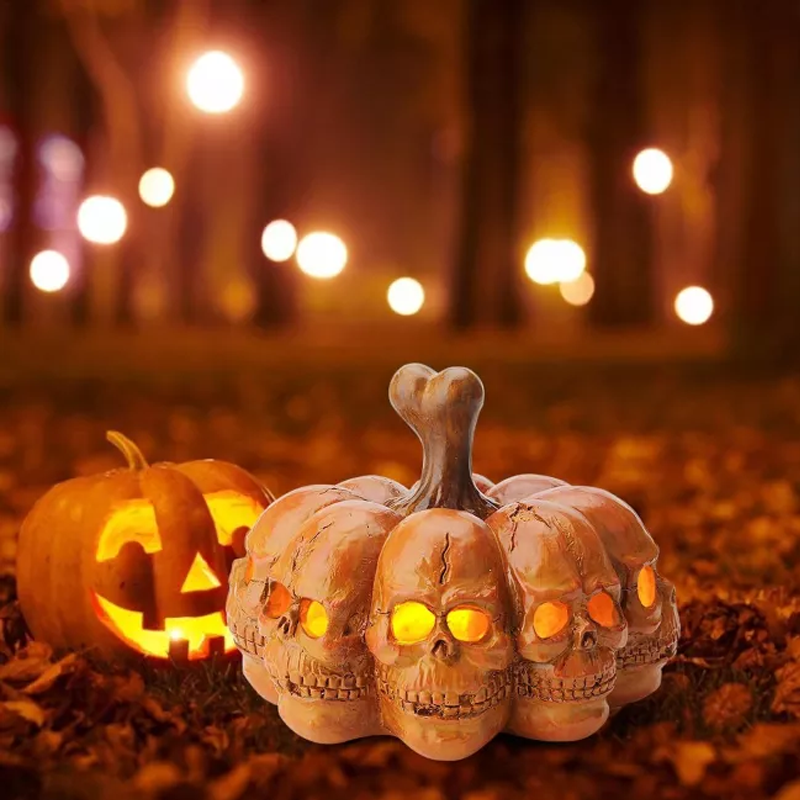 Halloween Resin LED Pumpkin Lantern