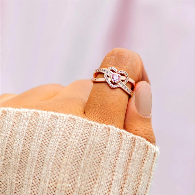 Pink Heart Surround Ring