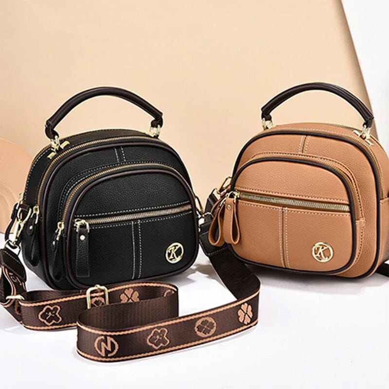 Adjustable Wide Shoulder Strap Leather Bag