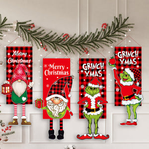 Christmas Decoration Hanging Grinch Faceless Doll Door Hanging Flag Garden Flag