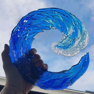 Ocean Wave Fused Glass Sculpture