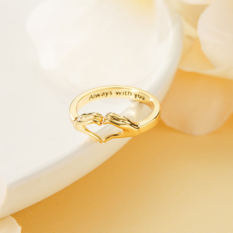 Loving Hugging Hands Couple Ring