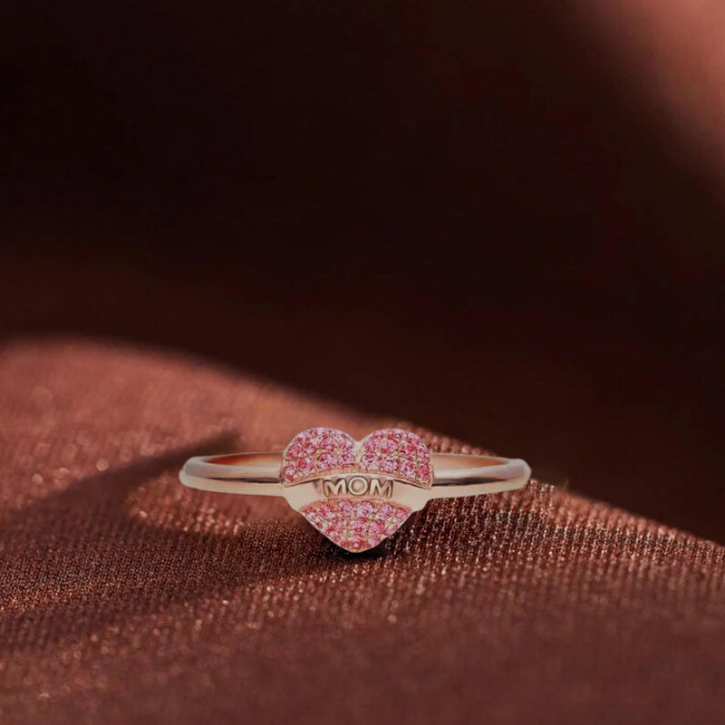 Love Heart Pink Zirconia Ring