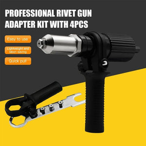 Professional Rivet Gun Adapter Kit 🛠With 4Pcs Different Nozzle Bolts