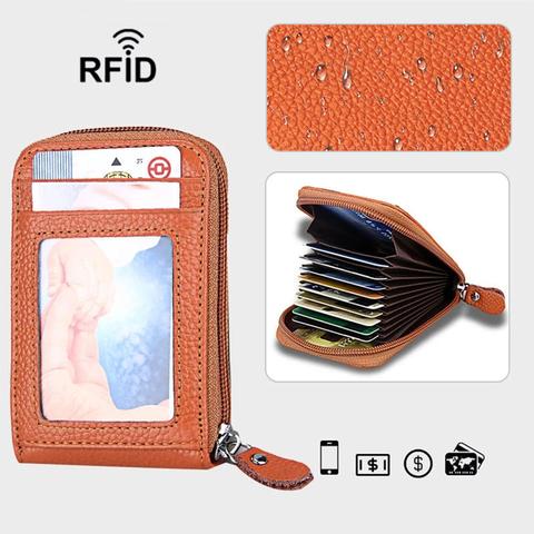 RFID Anti-theft Brushed Leather Organ Card Holder