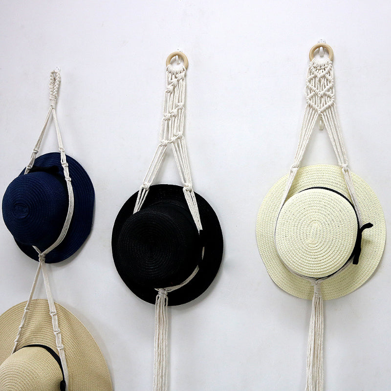 Handmade Linen Decorative Boho Hat Rack For Wall Hanging