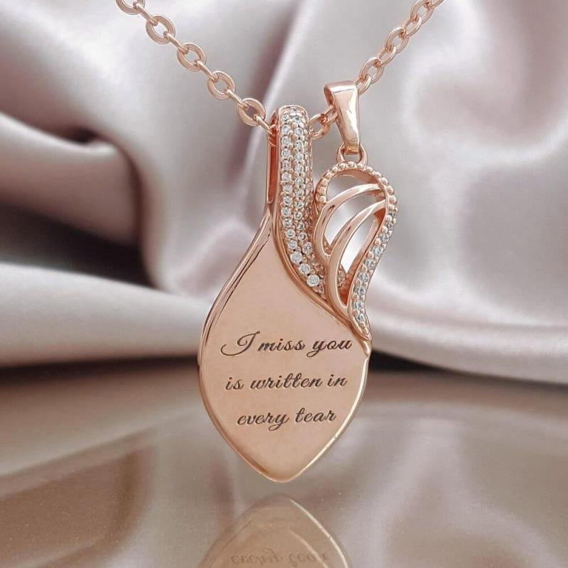 Angel Wing Teardrop Necklace