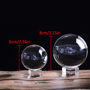 3D Inner Carved Solar System Crystal Ball