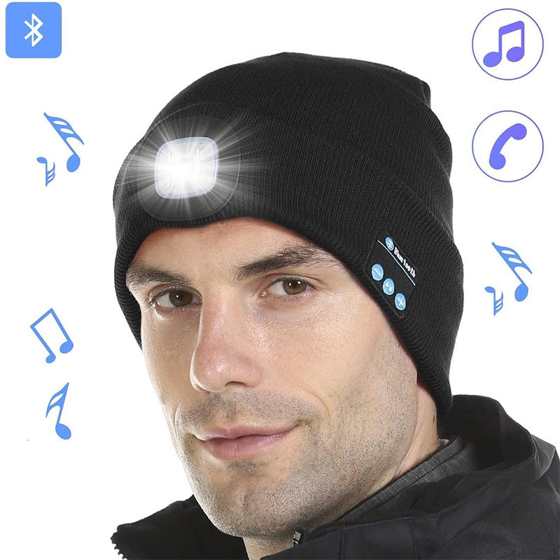 Bluetooth Beanie Hat with LED Headlight