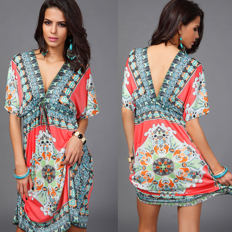 Summer V-Neck Printed Dress