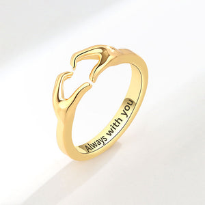 Loving Hugging Hands Couple Ring