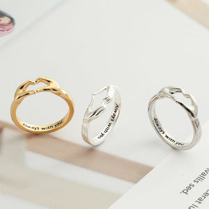 Loving Hugging Hands Couple Ring