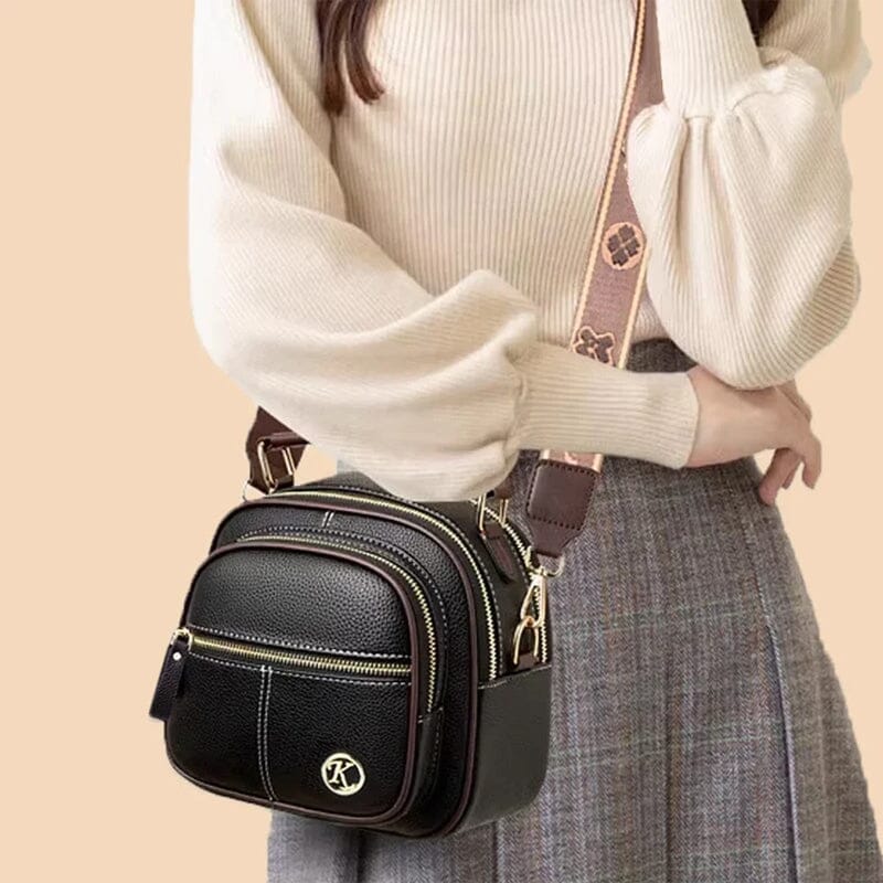 Adjustable Wide Shoulder Strap Leather Bag