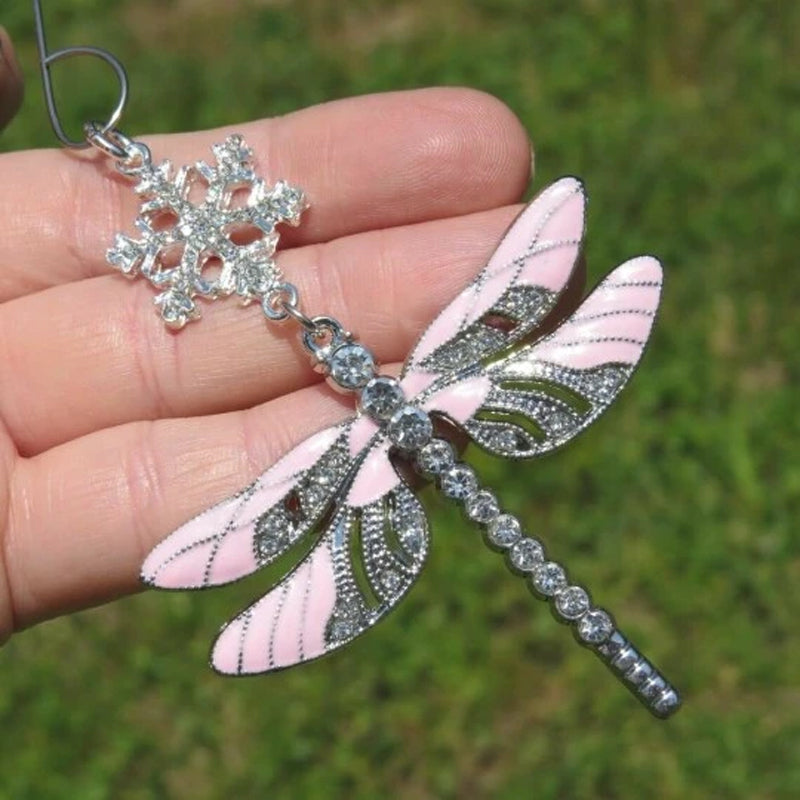 Snowflake Dragonfly Glittering Christmas Ornament