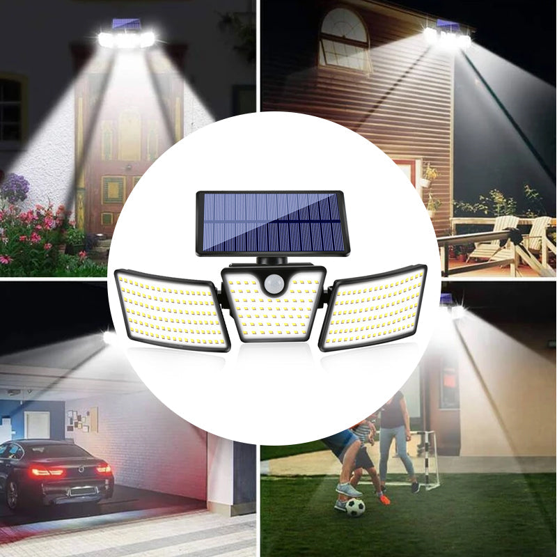 Triple LED Solar Wall Light